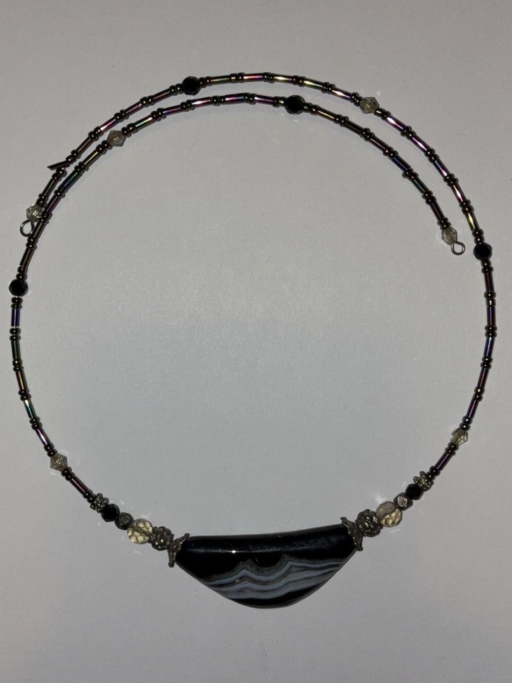 Black Beaded Necklace - Elegant Semi-Precious Accent